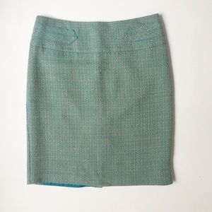 The Limited Blue Tweed Pencil Skirt